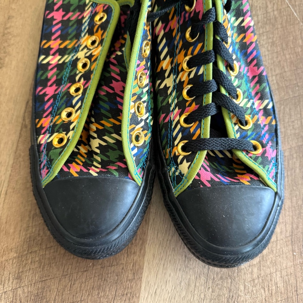 Converse You Sneakers Chuck Taylor Plaid Rainbow Black Green Women 8.5 / Men 6.5 - Picture 2 of 6